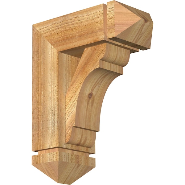 Ekena Millwork Olympic Arts and Crafts Rough Sawn Bracket w/ Offset Brace, Western Red Cedar, 6"W x 14"D x 18"H BKT0604X14X18OLY03RWR - main